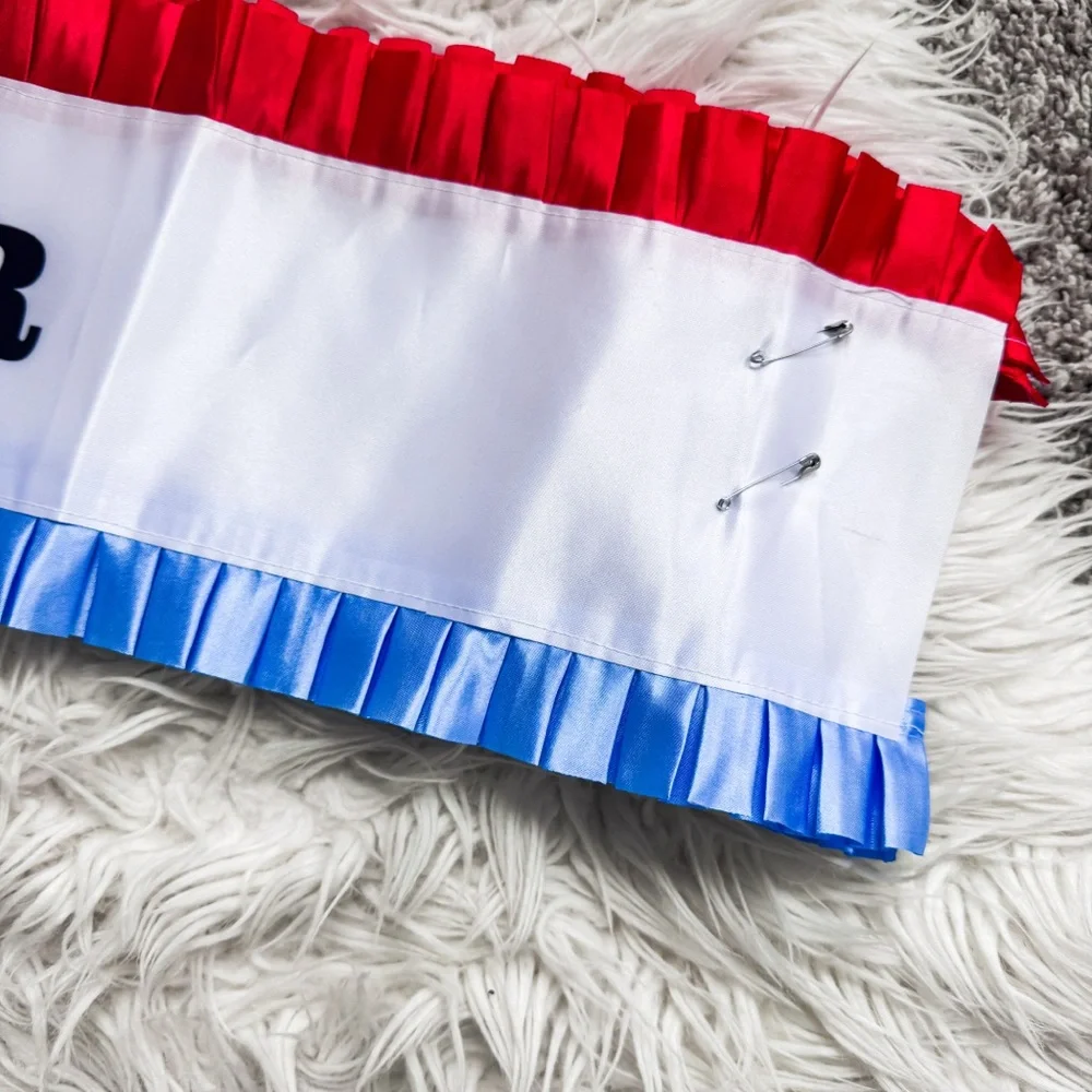 Cowboy Carter Red White & Blue Ruffled Rodeo Sash - Picture 2 of 5